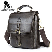 Load image into Gallery viewer, LAOSHIZI Soft Genuine Leather Men&#39;s Brand Design Crossbody &amp; Shoulder Bags Business Bags Male Casual Top Handle Messenger Bags