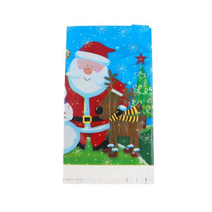 Hot Christmas Theme Bell Santa Claus Gift Bags Plastic Tablecloth Baby's Birthday Party Supplies  Loot Bag Children Baby Shower