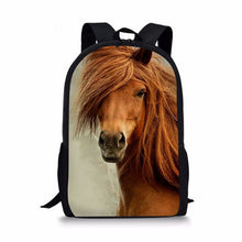 Load image into Gallery viewer, Children School Bag 3D Crazy Horse Print Schoolbag for Boys Girls Kids Baby&#39;s Bags Book Bags Animal Backpack for child