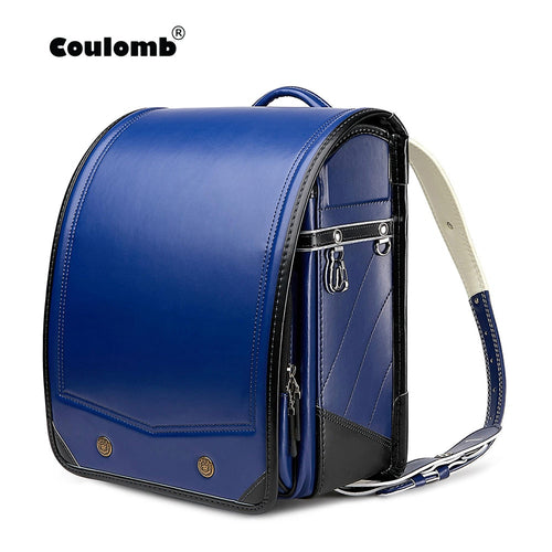 Coulomb Randoseru Children Backpack For Kids School Bags PU Pachwork Japanese Orthopedic Backpacks Mochila Infantil  Baby's Bags