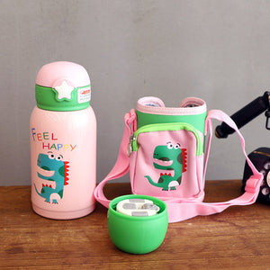 500ml 316 Stainless steel Vacuum Flask Baby's Vacuum Water Bottle Portable Bag Insulated Thermos Straw Bottle With Double Cover