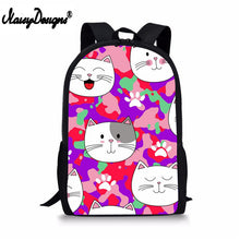 Load image into Gallery viewer, NOISYDESIGNS Portable Schoolbag for Girls Sweet Cat Pattern Printed Backpack Baby's Bags Kids Bookbag Rucksack Mochila Escolar