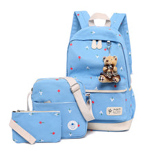 Load image into Gallery viewer, School Bags For Teenagers Kids &amp; Baby's Bags Large Capacity Kids Bag Printing Schoolbag Set Rucksack Bagpack Book Bags With Bear