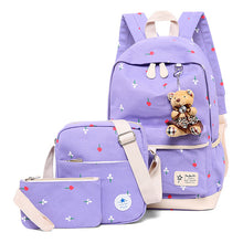 Load image into Gallery viewer, School Bags For Teenagers Kids &amp; Baby's Bags Large Capacity Kids Bag Printing Schoolbag Set Rucksack Bagpack Book Bags With Bear