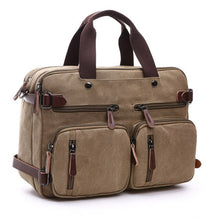 Load image into Gallery viewer, Laptop Men&#39;s Briefcase Casual Business Canvas Leather Men Travel Computer Messenger Shoulder Bag