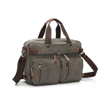 Load image into Gallery viewer, Laptop Men&#39;s Briefcase Casual Business Canvas Leather Men Travel Computer Messenger Shoulder Bag