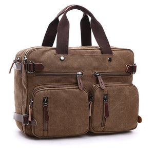 Laptop Men's Briefcase Casual Business Canvas Leather Men Travel Computer Messenger Shoulder Bag