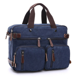 Laptop Men's Briefcase Casual Business Canvas Leather Men Travel Computer Messenger Shoulder Bag