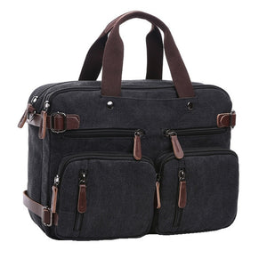 Laptop Men's Briefcase Casual Business Canvas Leather Men Travel Computer Messenger Shoulder Bag