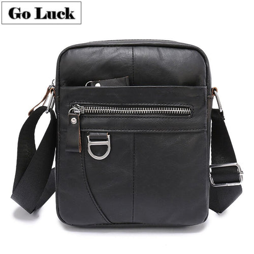 GO-LUCK Brand Genuine Leather Casual Business Small Men's Crossbody Shoulder Bag Men Cowhide Messenger Bags Cell Phone Pouch