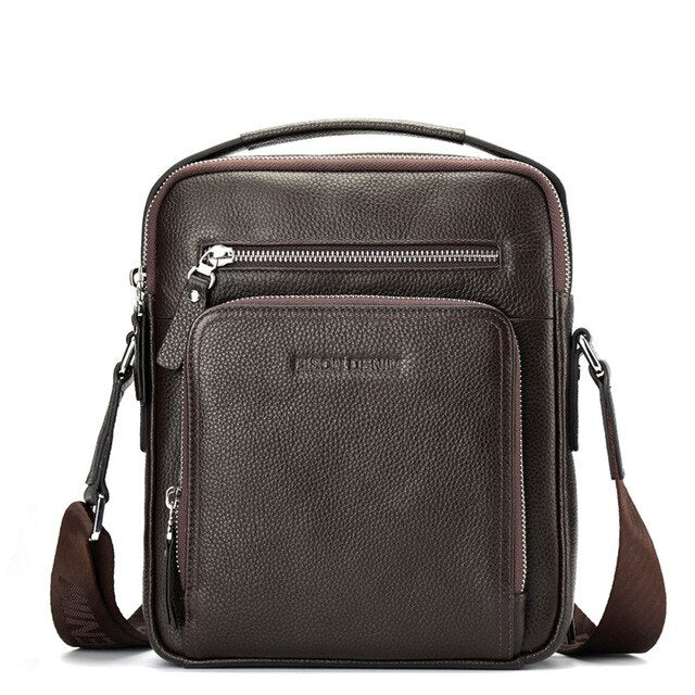 BISON DENIM Genuine Leather Men Bags Ipad Handbags Male Messenger Bag Man Crossbody Shoulder Bag Men's Travel Bags N2333