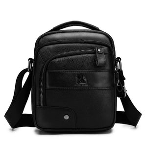 LAOSHIZI Brand Genuine Leather Men Crossbody Shoulder Bags Men's Cowhide Messenger Bag Top-handle Zipper Casual Travel Handbag