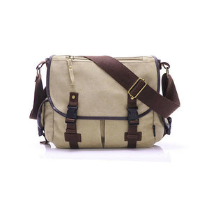 Retro Men's Messenger Bag Casual Solid Color Large Capacity Multi-function Travel Canvas Shoulder Bag Fashion Tote