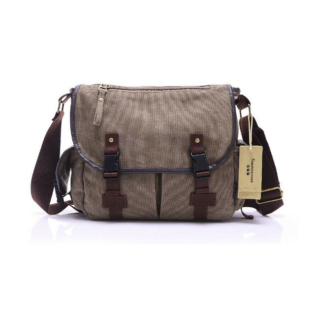 Retro Men's Messenger Bag Casual Solid Color Large Capacity Multi-function Travel Canvas Shoulder Bag Fashion Tote