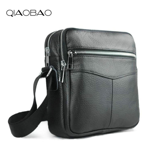 QIAOBAO Cowhide Leather Men Bags Hot Sale Male Small Messenger Bag Man Fashion Crossbody Shoulder Bag Men's Travel New Bags