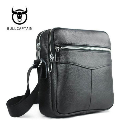 New High quality genuine leather men bag small messenger bags fashion brand design men's shoulder bag black