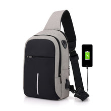 Load image into Gallery viewer, Men's Canvas Chest Bag External USB Interface Charging Smart Small Backpack Wide Shoulder Strap Zipper Design Men Shoulder Bag