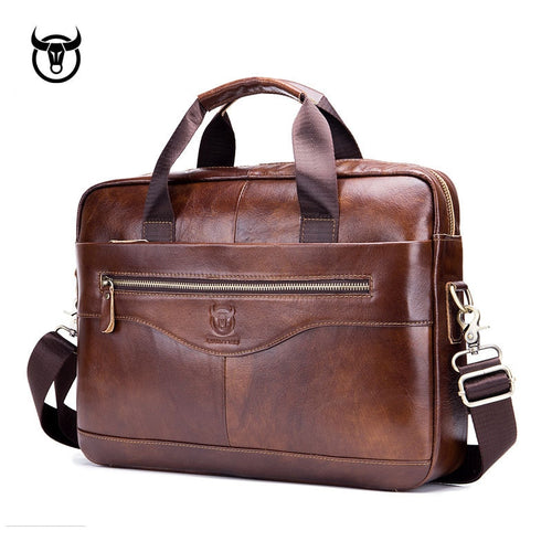 Genuine leather men's Briefcase vintage business computer bag fashion messenger bags man shoulder bag postman male Handbags