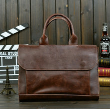 Load image into Gallery viewer, 2019 Hot Business briefcase  men's bag Crazy horse skin cross-section handbag men Shoulder Messenger bag package Computer bag