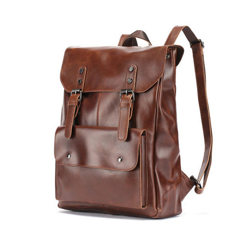 New Vintage Men Hasp Backpack England Style Fashion Retro Crazy Horse Leather Backpacks Men's Bag Mochila Male Bolsa Sac