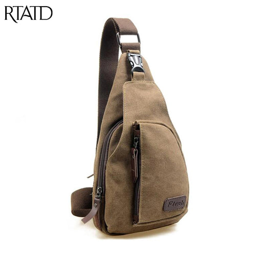 Man Fashion Travel Chest Bag Vintage Canvas Crossbody Back Pack Men's Shoulder Bag Multifunction Small Travel Bags Q0139