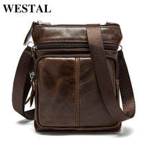 Load image into Gallery viewer, WESTAL Messenger Bag Men&#39;s Shoulder Genuine Leather bags Flap Small male man Crossbody bags for men natural Leather bag M701