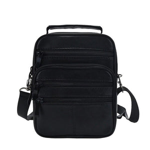 Fashion Men's Black Genuine Leather Crossbody Messenger Bag Handbag Man Single Shoulder Bags Business Solid Pack