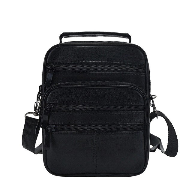 Fashion Men's Black Genuine Leather Crossbody Messenger Bag Handbag Man Single Shoulder Bags Business Solid Pack