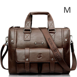 Men Leather Black Briefcase Business Handbag Messenger Bags Male Vintage Shoulder Bag Men's Large Laptop Travel Bags Hot XA177ZC