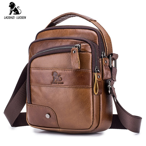 LAOSHIZI LUOSEN Men's Crossbody Bag Casual Genuine Cowhide Leather Shoulder Messenger Bags For Men handbag Small Male Bolsas Sac