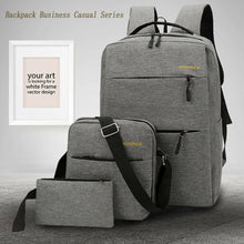 Load image into Gallery viewer, Anti-theft men's laptop backpack business travel multi-function canta school bag USB charging interface shoulder bag3 piece set