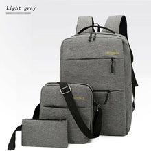 Load image into Gallery viewer, Anti-theft men's laptop backpack business travel multi-function canta school bag USB charging interface shoulder bag3 piece set