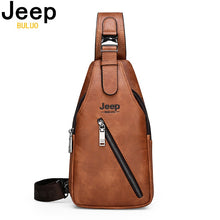 Load image into Gallery viewer, JEEP BULUO Brand Men&#39;s Large Capacity Chest Sling Bag Travel Hiking Cross Body Messenger Shoulder bags Solid Men Leather Bag