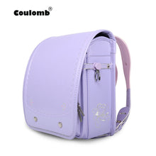 Load image into Gallery viewer, Coulomb Randoseru Kids Back Pack Girl PU Hasp Purple Reflective Child Book Bag Orthopedic Japan Baby&#39;s School Bag Childen Gift