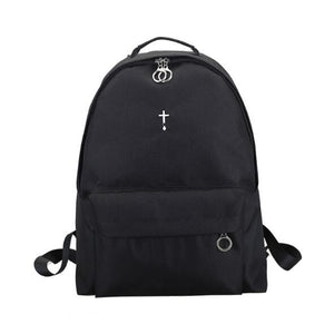 Moon Wood Men's Black Backpack Embroidery Moon Cross Backpack School Bags For Teenagers Girls Boys Students Travel Bag